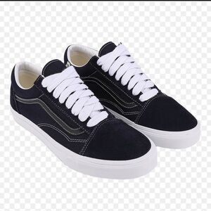 NEW! Vans Old Shool Unisex Suede Sneakers Navy Blue Wide Laces Womens 9 Mens 7.5